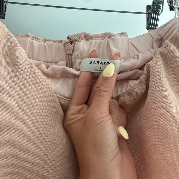 Aritzia Babaton Blush Pink Strapless Neck Ruffle Detail Flutter Jumpsuit - Picture 7 of 10